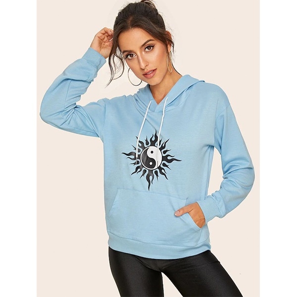 

Loose Pullover Casual Sweatshirt (Color:Blue Size:S)