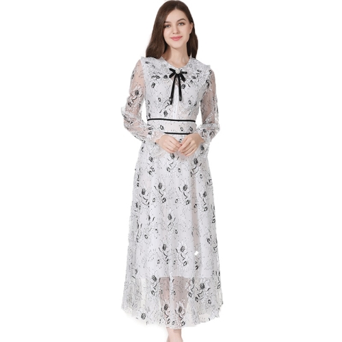 

Elegant Crochet Flower Bud Dress (Color:White Size:S)