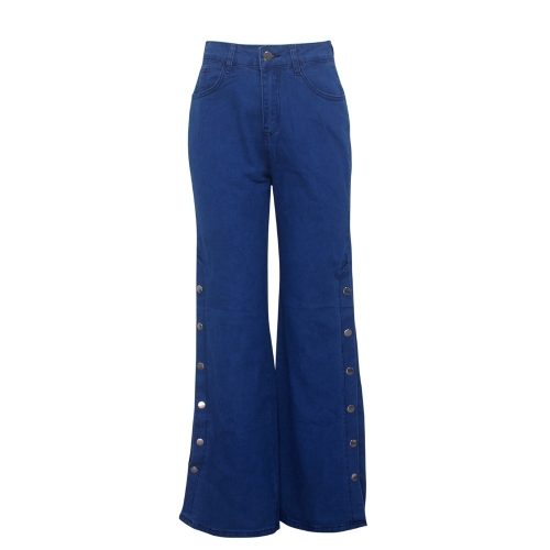 

Women Split Wide Leg High-Rise Stretch Jeans (Blue_S)