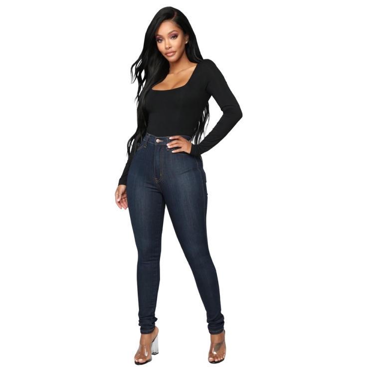 

Women High-Rise Stretch Jeans (Dark Blue_XXL)