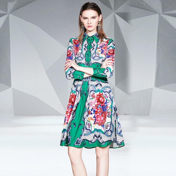 

Mid-length Avocado Shirt Temperament Dress (Color:Green Size:S)