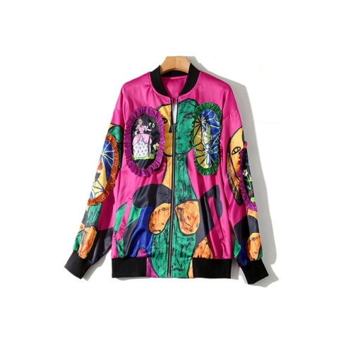 

Printed Long Sleeve Loose Wild Jacket Baseball Uniform (Color:As Show Size:M)