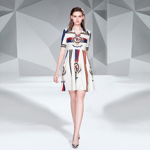 

Mid-length Printed Temperament Slim Dress (Color:As Show Size:M)