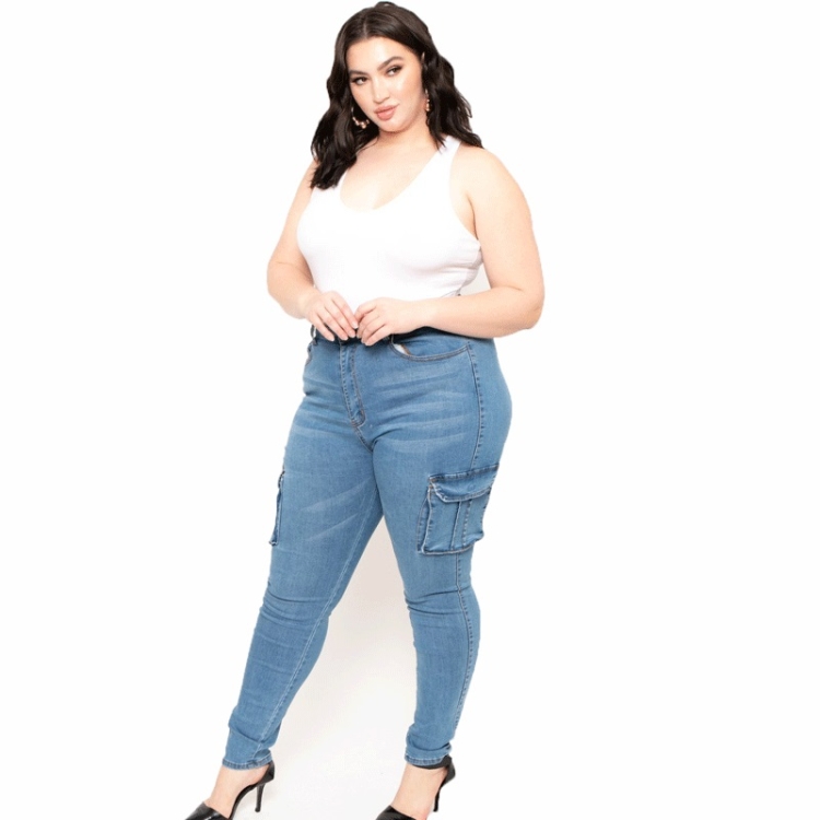 

Plus Sized Stretch Bag Jeans (Color:Baby Blue Size:L)