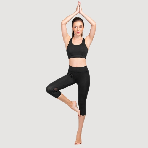 

Women Print High Waist Yoga Tight Pants (Color:Black Size:XL)