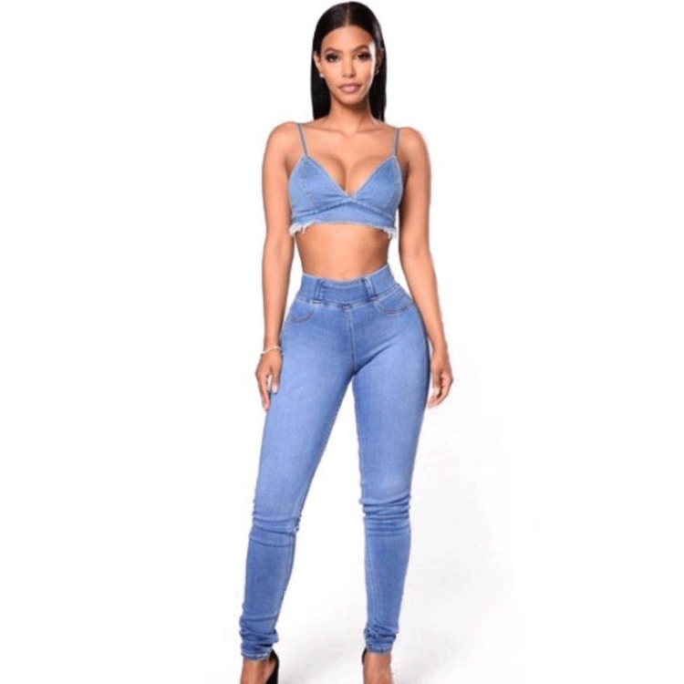 

Elastic Waist Casual Jeans (Color:Baby Blue Size:S)