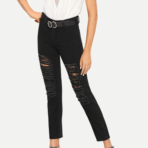 

Casual Ripped Jeans (Black_XS)