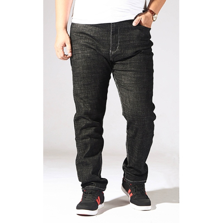 

Casual High-rise Loose Micro-elastic Small Straight-leg Jeans (Color:Black Size:36)
