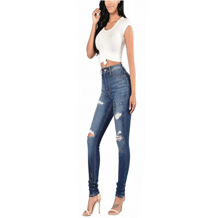 

Shattered Painted Jeans Pants (Dark Blue_S)