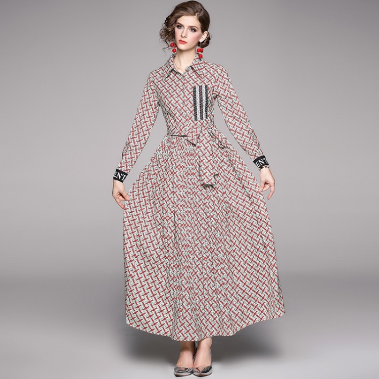 

Women Letter Print Pleated Big Swing Dress (Color:Red Size:M)