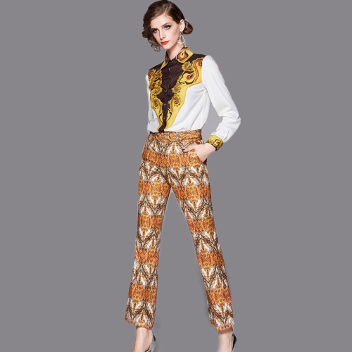 

Print Shirt Flared Pants Fashion Suit (Color:As Show Size:XXL)