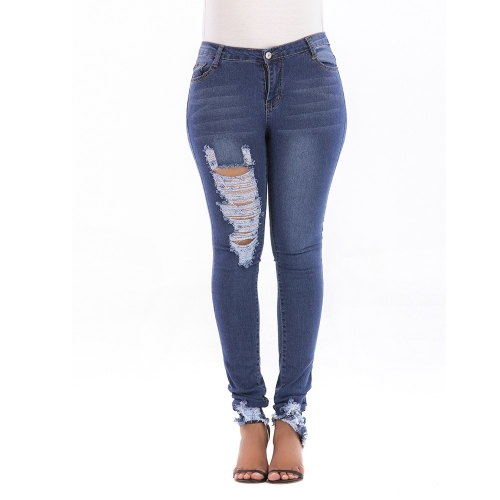 

Casual Ripped Jeans Pants (Color:Dark Blue Size:S)