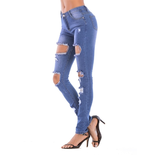 

High-rise Stretch Denim Pants (Color:Blue Size:S)