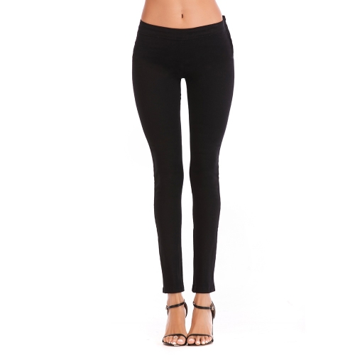 

Sexy High Waist Side Zip Fashion Elastic Foot Pencil Pencil Jeans (Color:Black Size:L)