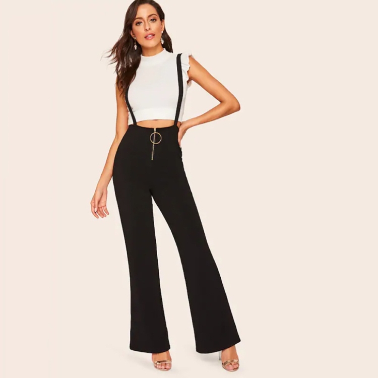 

Fashion Elegant Temperament High Waist Trousers (Color:Black Size:XL)