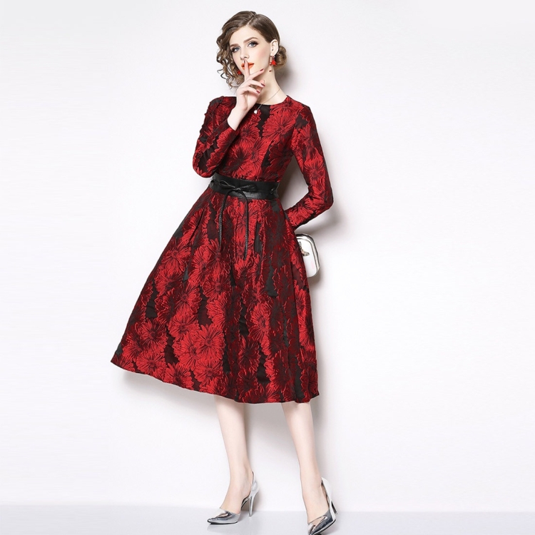 

Jacquard Fashion Slim Dress (Color:Red Size:XL)