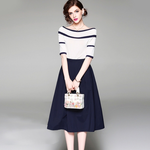 

Off-the-shoulder Knit Coat + Skirt Two-piece Suit (Color:As Show Size:S)