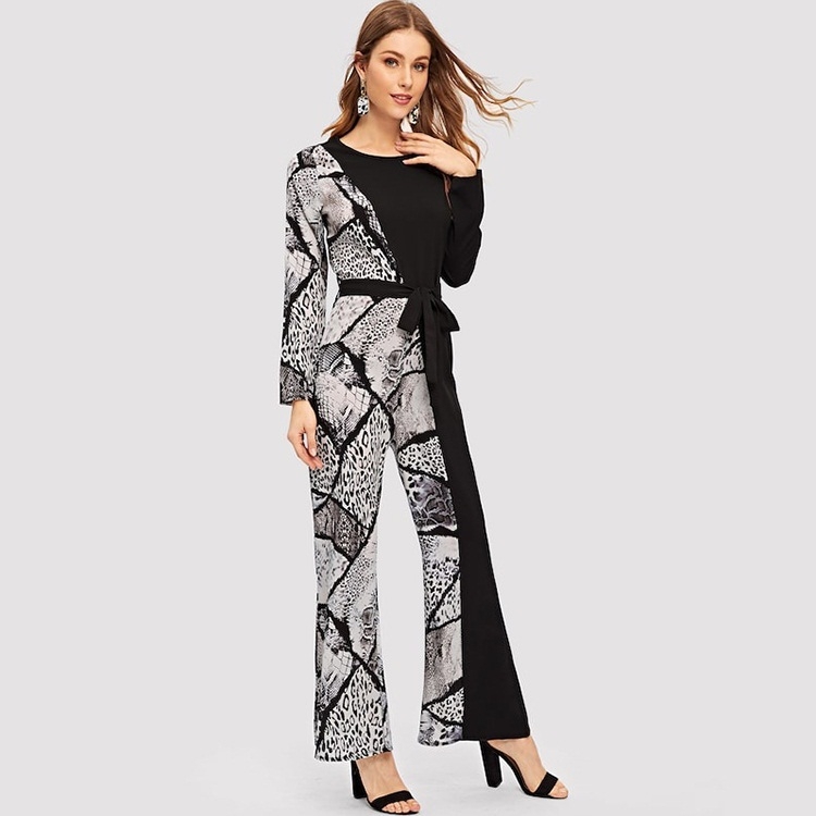 

Lace Up Long Sleeve Jumpsuit (Color:As Show Size:S)