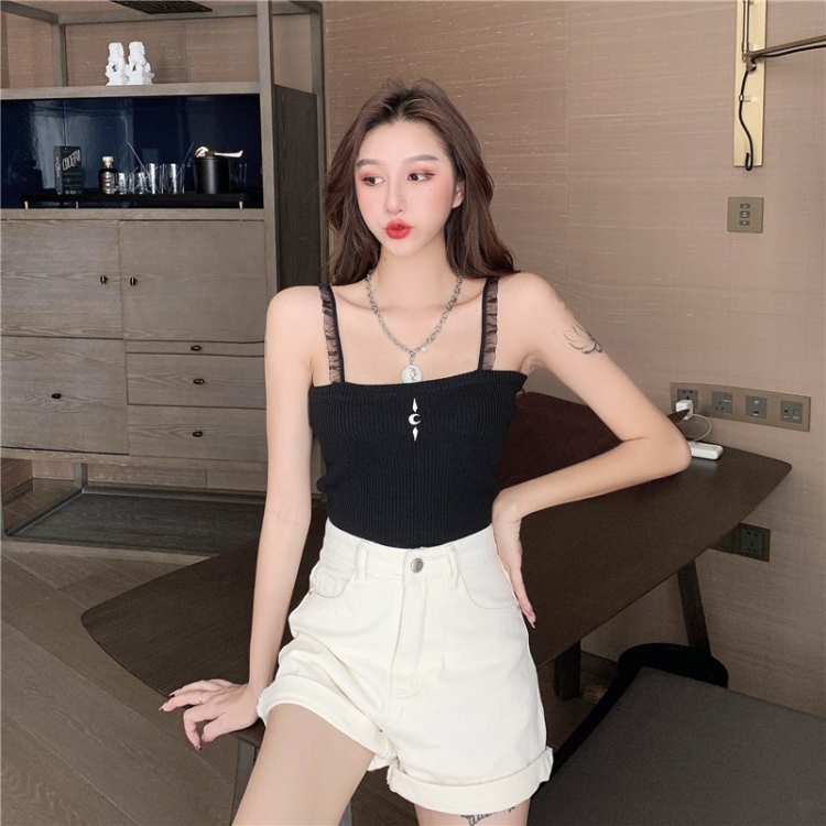 

Midriff Lace Sling Camisole (Color:Black Size:Free Size)