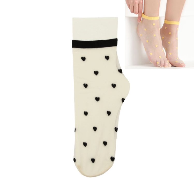 

Spring And Summer Ultra-thin Glass Stockings Color Love Transparent Pile Pile Socks (Color:Black Size:Free Size)