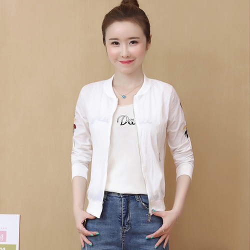 

Fresh Embroidered Sunscreen Thin Coat (Color:White Size:M)