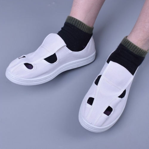 

Breathable Four Holes Canvas Dust-free Anti-static PVC Sole Shoes (Color:White Size:34)