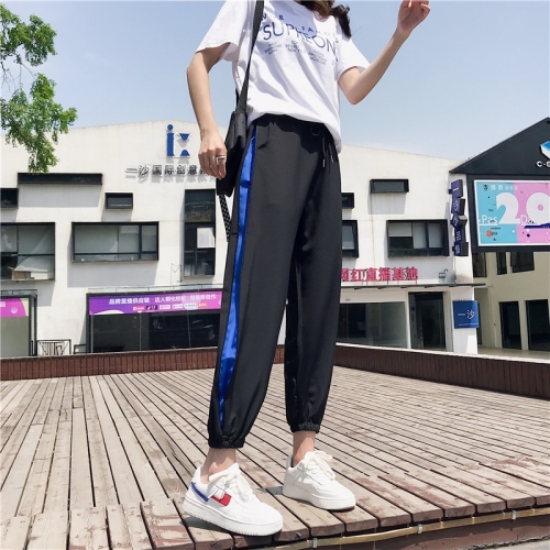 

Loose Straight Tube Was Thin And Beamed Thin Section Nine Points Casual Harem Pants (Color:Blue Size:M)