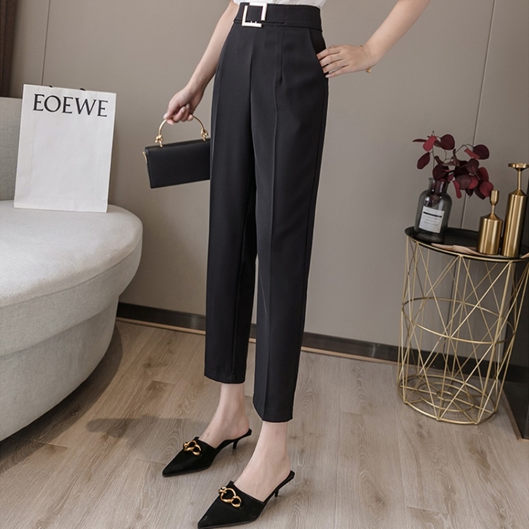 

Summer Loose Straight Casual Trousers Wild Suit Pants (Color:Black Size:S)