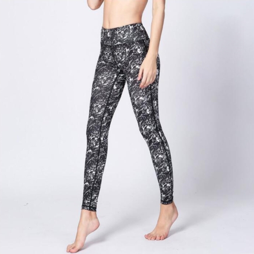 

Sports Fitness Printed Slim Trousers Yoga Pants (Color:Floral Black Size:S)