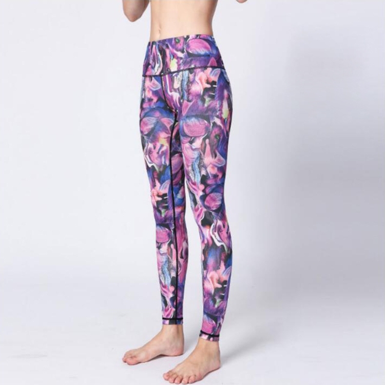 

Sports Fitness Printed Slim Trousers Yoga Pants (Color:Petal Purple Size:L)