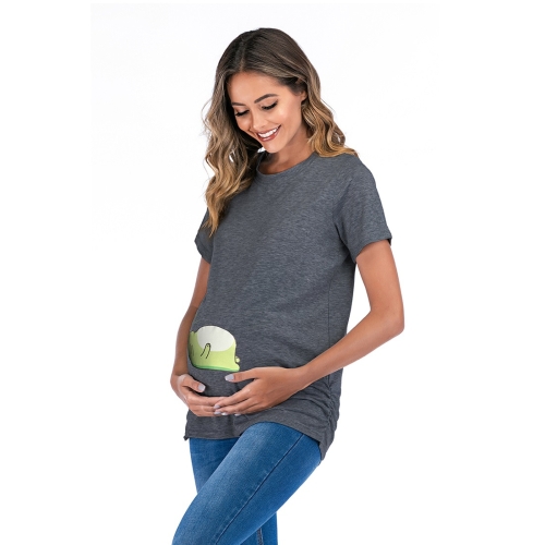 

Short sleeve Loose Maternity T-shirt (Color:Dark Gray Size:XXXL)