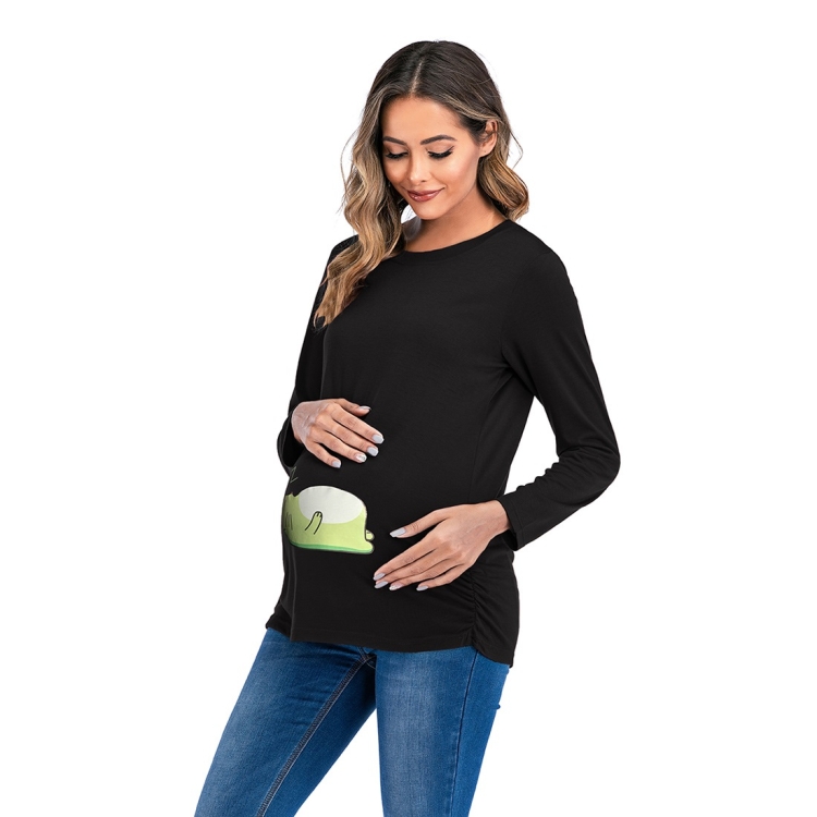 

Long Sleeve Loose Maternity T-shirt (Color:Black Size:S)