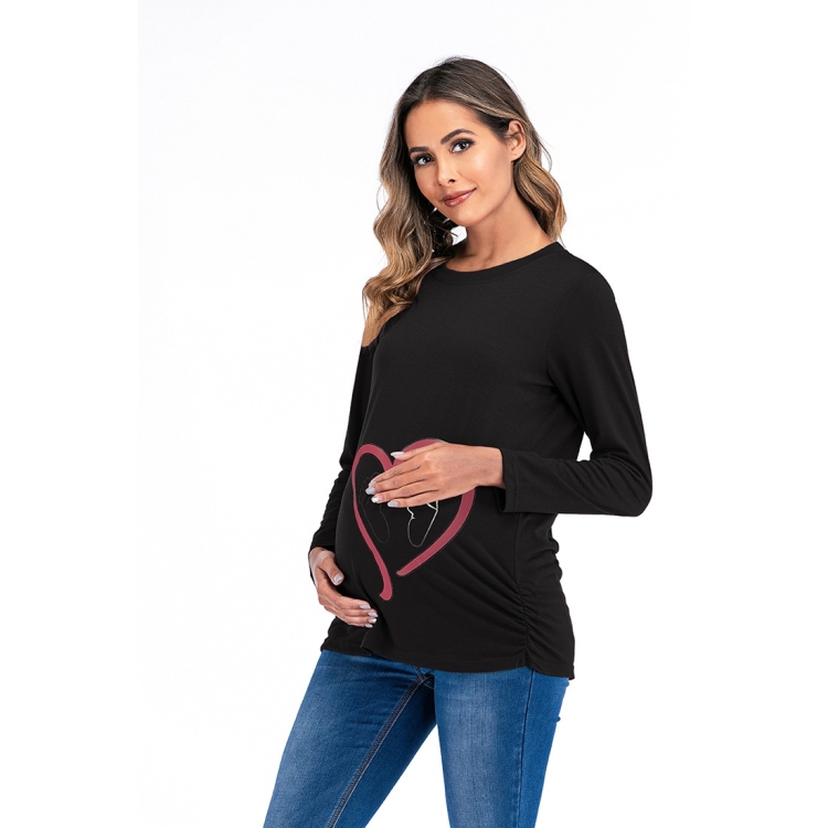 

Love Printed Long Sleeve T-shirt (Color:Black Size:S)