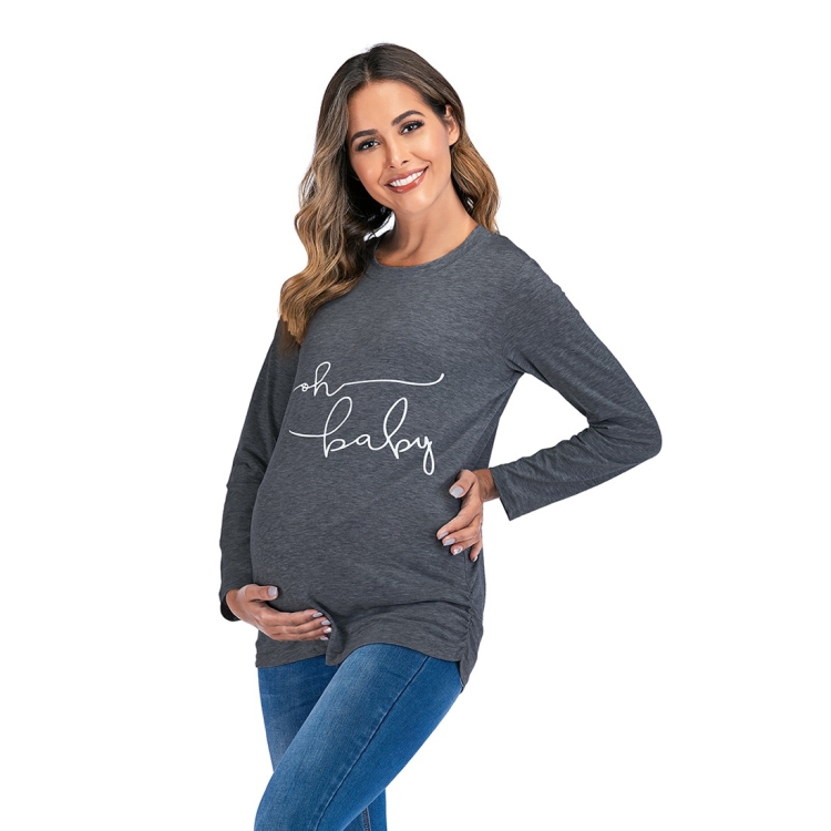 

Long Sleeve Printed T-shirt (Color:Dark Gray Size:S)