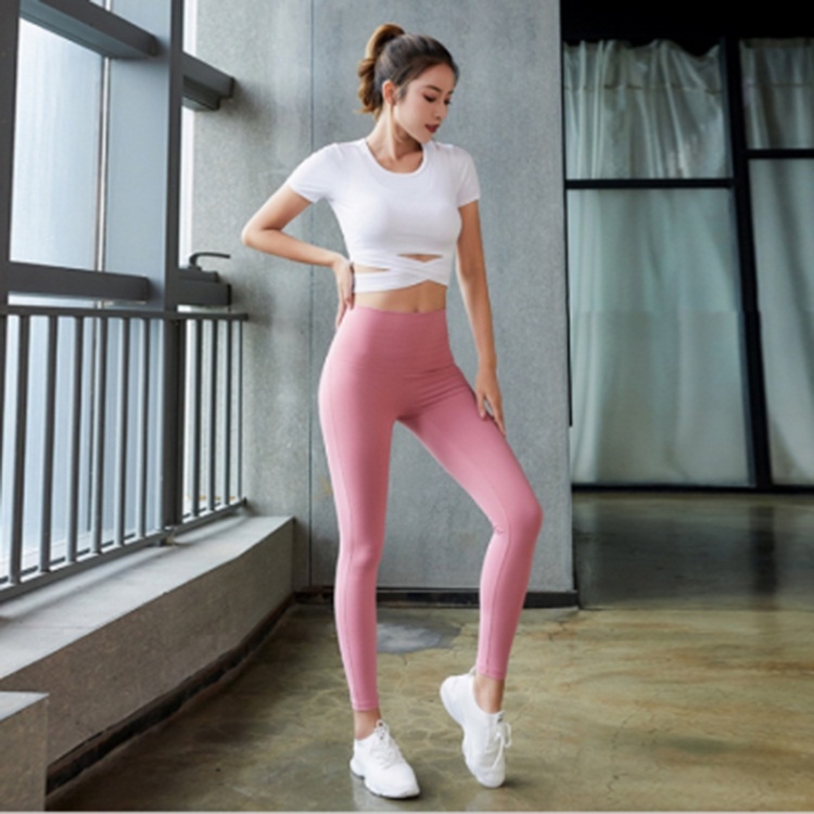 

Sports Running Fitness Quick-drying Two-piece Suit (Color:White+Pink Size:S)