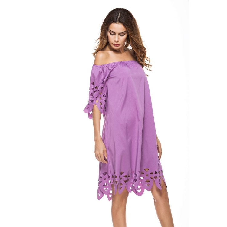 

One Neck Bra Cut Out Sexy Burnt Flower Dress (Color:Purple Size:S)
