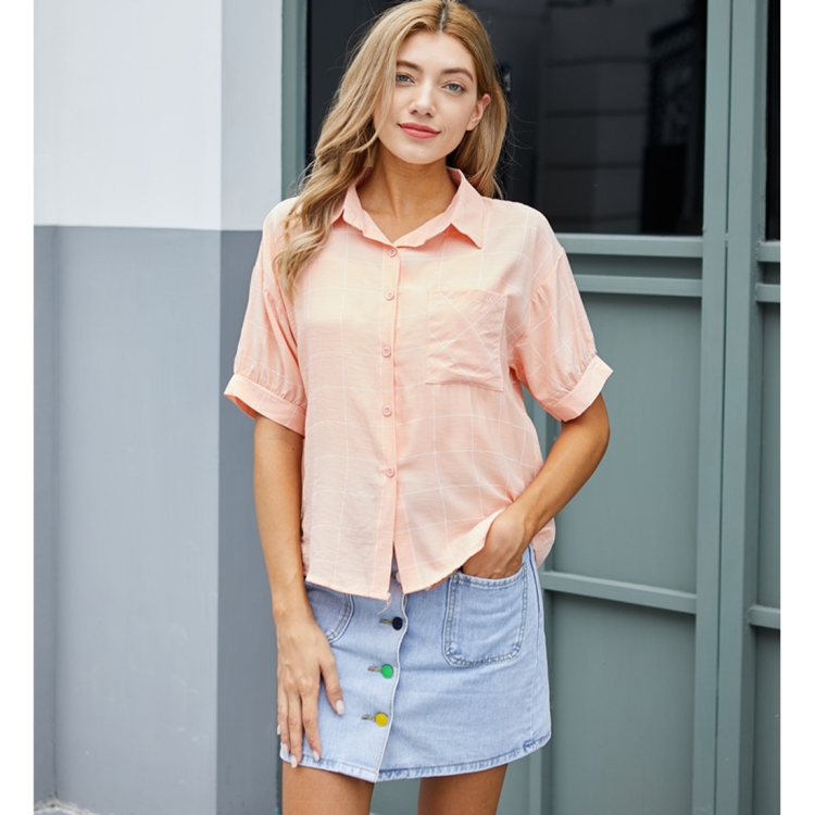 

Shirt Bottoming With Denim Skirt Suit (Color:Orange Size:S)