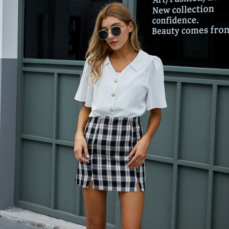 

Slim And Versatile Shirt + Black Skirt Suit (Color:Black White Size:S)
