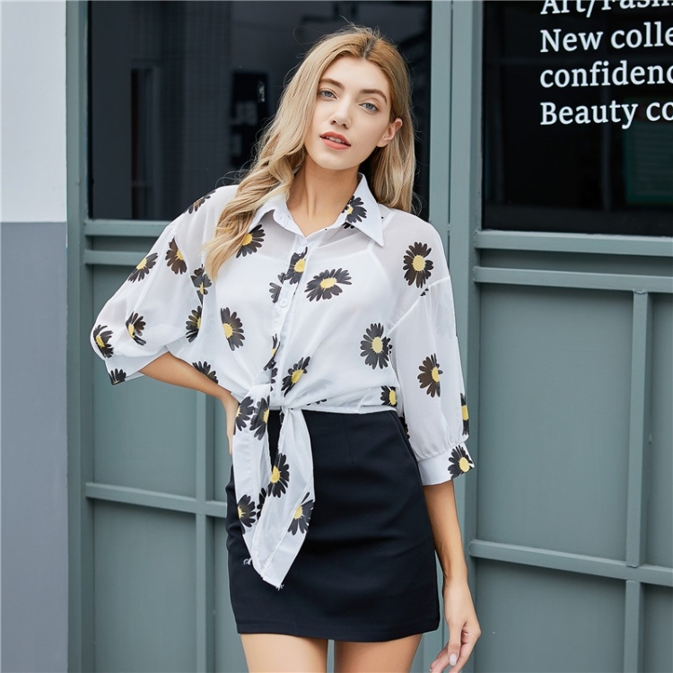 

Floral Print Top With Solid Skirt (Color:Black Size:S)