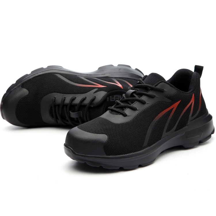 

Jiefu Lightweight Flying Woven Steel Head Anti Smashing And Anti Piercing Electrical Insulating Work Safety Shoes (Color:Red Size:45)