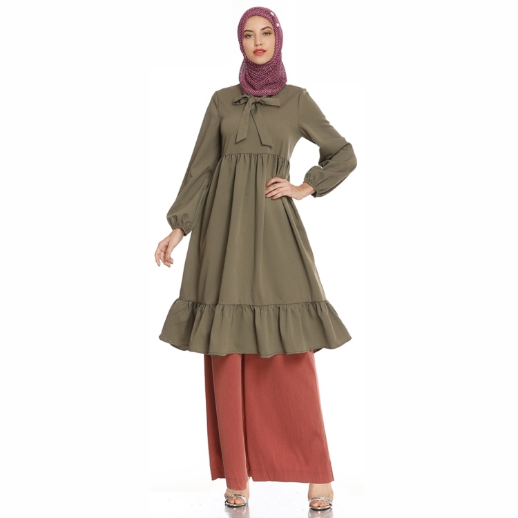 

Slim Waist Dress Wide Leg Pants Set (Color:Army Green Size:XXL)