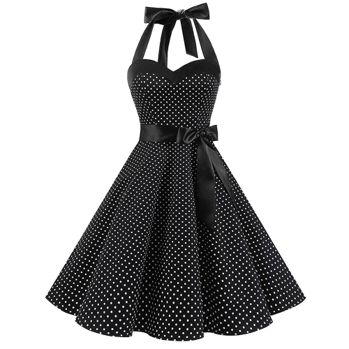 

Retro Polka Dot Sleeveless Slim Dress (Color:Black Size:S)
