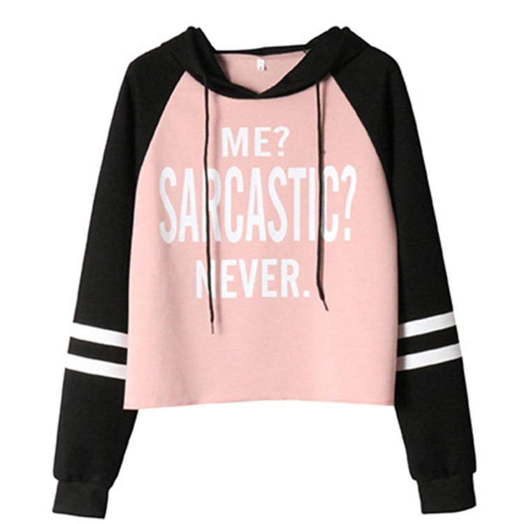 

Letter Printed Hooded Sweater Autumn And Winter Loose Casual Color Matching Top (Color:Pink Size:S)