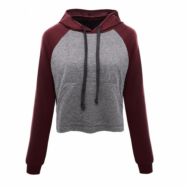 

Color Contrast Casual Hooded Sweater Autumn Winter Loose Skinny Jacket (Color:Grey Size:S)