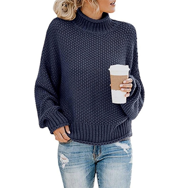 

Fashion Thick Thread Turtleneck Knit Sweater (Color:Navy Blue Size:S)