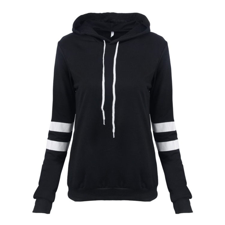 

Sports Casual Hooded Sweater Autumn And Winter Style Slim Fit Versatile Top (Color:Black Size:S)