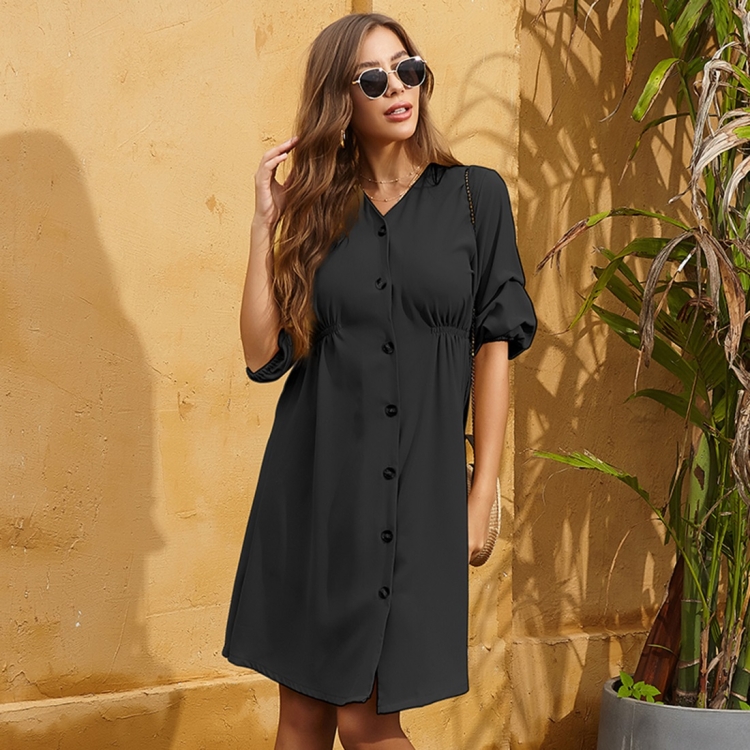 

Small Casual Light Cooked Retro Dress (Color:Black Size:XL)