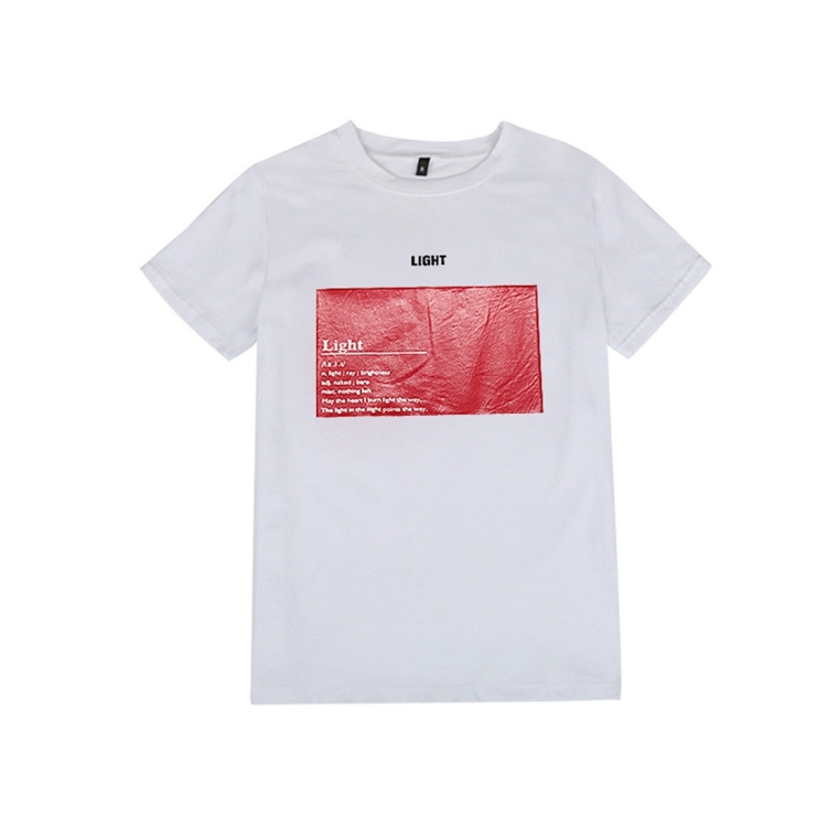 

Loose And Versatile Cotton Printed Short Sleeve T-shirt (Color:White+Rose Size:XL)