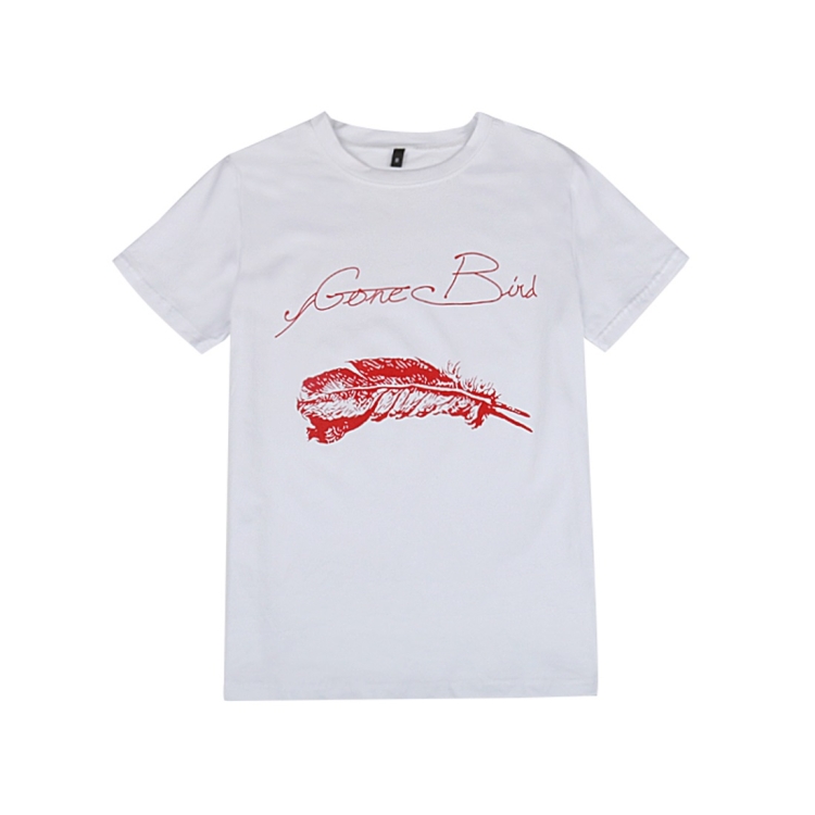 

Loose, Slim And Versatile Short Sleeve Cotton Printed Letter T-shirt (Color:White Size:S)