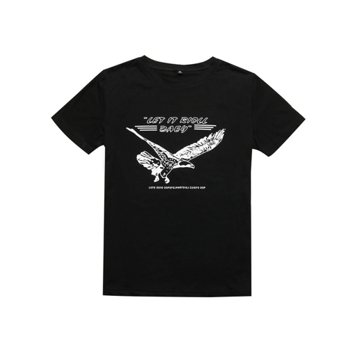 

Versatile Printed Cotton Eagle Letter T-shirt (Color:Black Size:L)